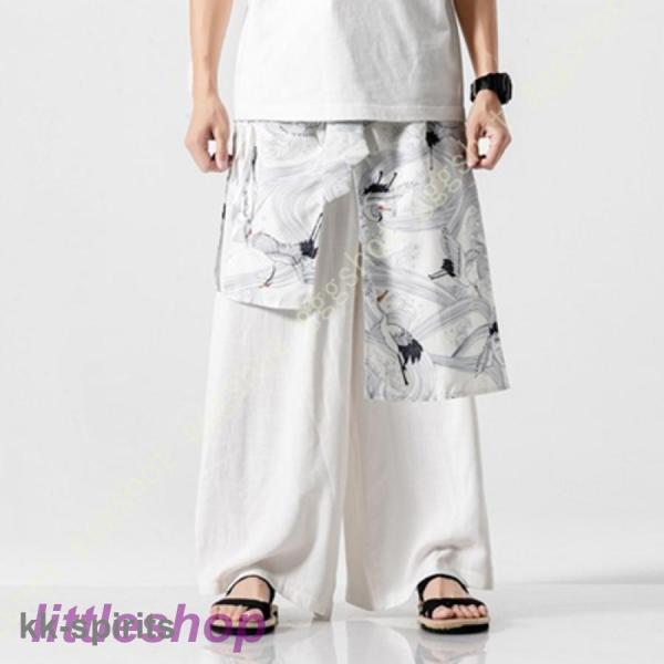 サルエルパンツ メンズ レディース スカート付き レイヤード スカーチョ 大きいサイズ 黒/柄 ウエ...