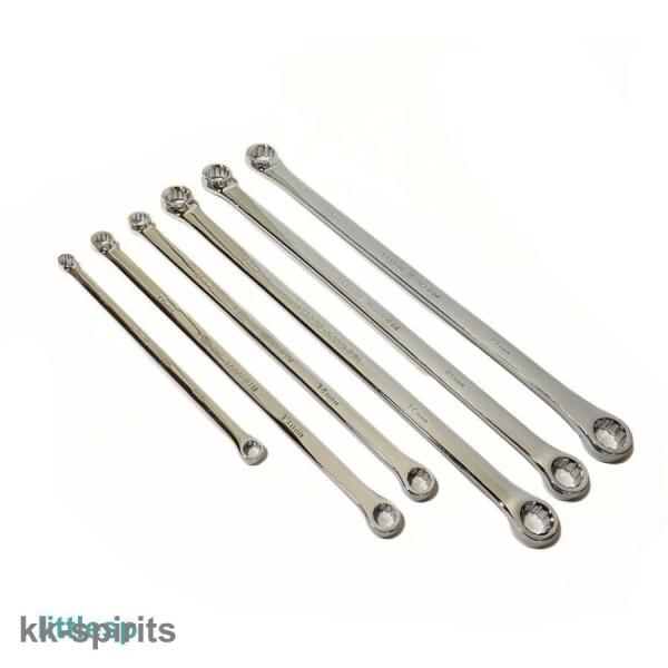 メガネレンチセット超ロングストレート 鏡面 6本組 収納袋付き　12角　整備　車体整備　鈑金　DIY...