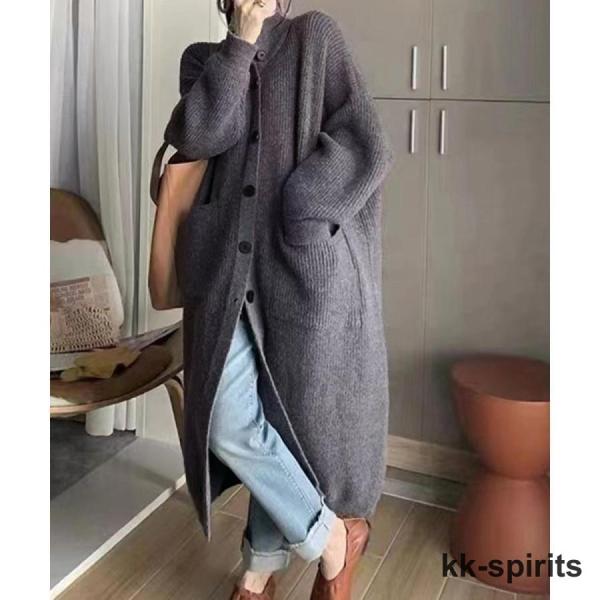 ロングニットカーディガン 厚手レディース