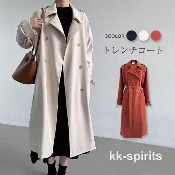 トレンチコート レディース 秋服 春 ロング Aライン ベルト付き オシャレ 着痩せ アウター 韓国...