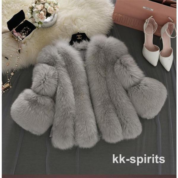 ファーコート レディース 毛皮コート フェイクファー フォックス アウター ジャケット ショート丈コ...