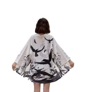 八咫烏 カラス 法被 着物 半纏（はんてん）法被(ハッピ）長半纏