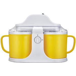 ツインカップアイスクリームとアイスクリーム用スラッシュメーカー、1リットル容量、一度に2フレーバー、簡単なワンプッシュ操作、自家製アイスクリーム、ジェ