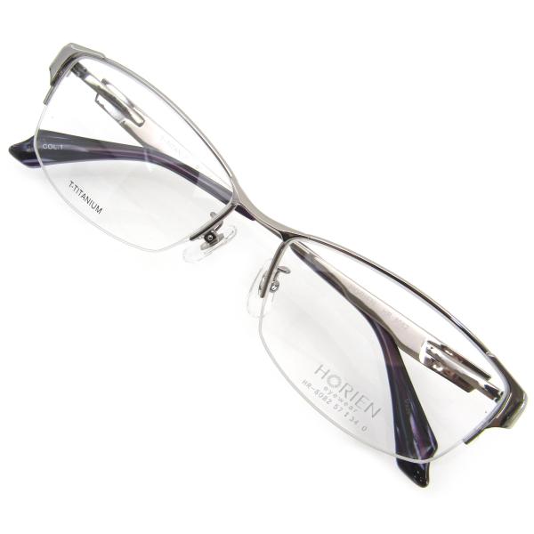 【ホリエン】ビッグサイズ スクエア メガネフレーム 眼鏡 大きい 幅広 メタル ナイロール メガネ ...