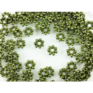 ロンデル 金古美 100個 約4.5mm スペーサー チャーム 雪の結晶 スノーフレーク レジン メ...