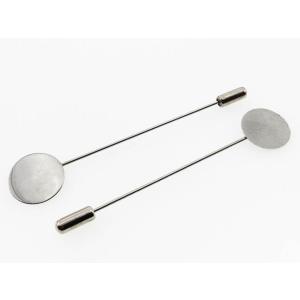 ブローチピン 10個 シルバー キャッチ 台座付き ピンブローチ ハットピン ショールピン ブローチ金具 AP0440