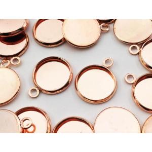 ミール皿 丸 20枚 ピンクゴールド 外径約14mm内径約12mm カン付き レジン 台 カメオ 台 セッティング 台 AP0539