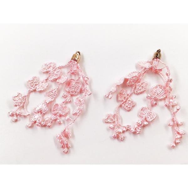 フラワータッセル ピンク ロングタッセル花びらゆらゆら調 全長約70mm〜約80mm前後 10個 タ...