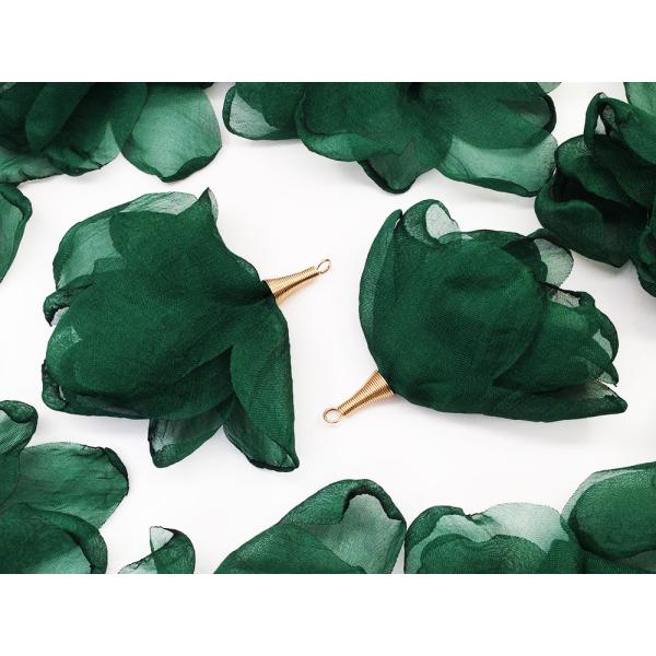 フラワータッセル デカい 全長約7〜約80mm前後 炙り花びらゆらゆら系 10個 グリーン タッセル...