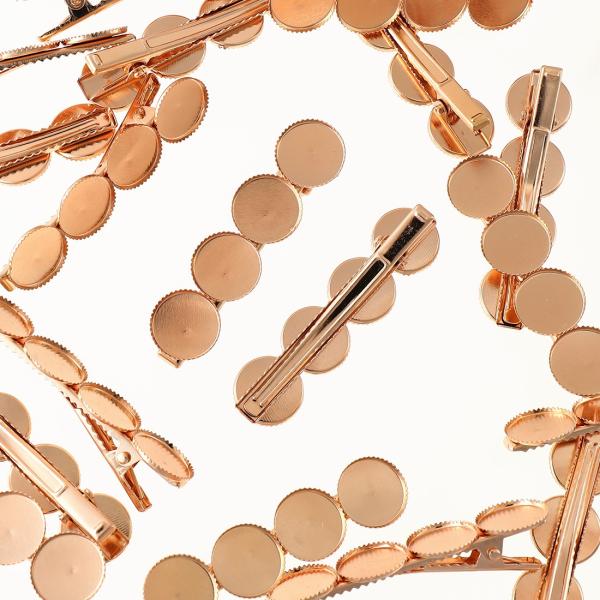 ヘアクリップパーツ ミール皿台座付き 4連ミール皿台座 20個 ゴールド KC金 ヘアアクセサリーパ...