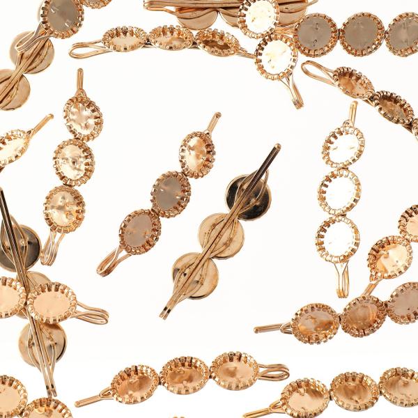 ヘアピンパーツ ミール皿 3連台座付き 台座内径12mm 20個 ゴールド KC金 ヘアアクセサリー...