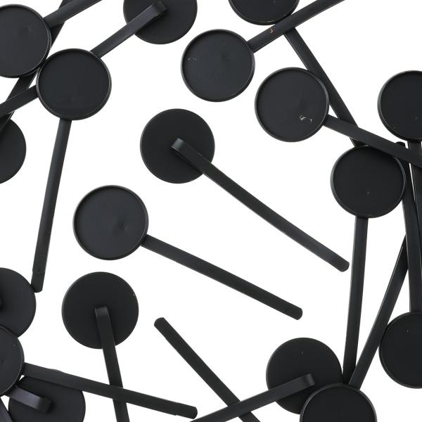 ヘアピン パーツ ミール皿台座付き 艶消しマッドブラック 20個 ヘアピンパーツ セッティング台座 ...