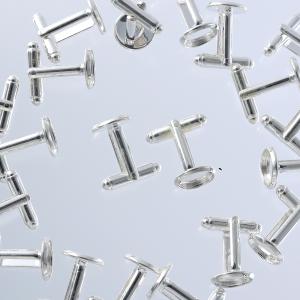 カフス 金具 カフスボタン パーツ シルバー 本体10個 台座20個 セット