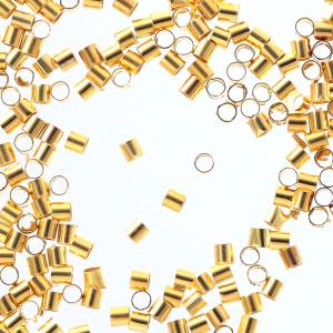 つぶし玉　2mm　ゴールド　200個　筒状　カシメ　かしめ玉　留め具　留め金具　エンドビーズ　副資材　手芸材料　アクセサリーパーツ AP1935