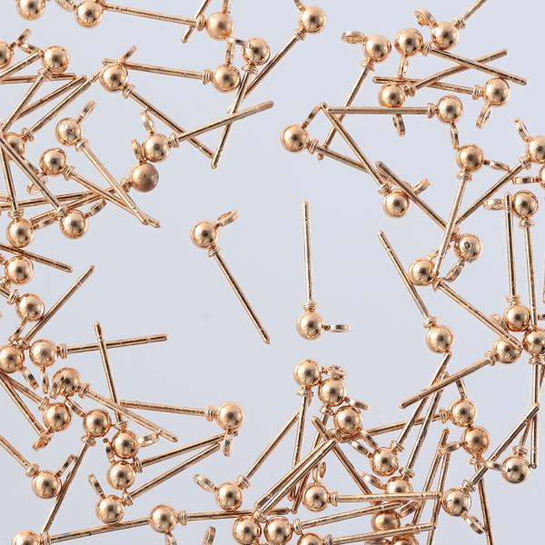 ピアス パーツ ゴールド 丸玉 3mm 80個 KC金 カン付き アクセサリー 金具 ハンドメイド ...
