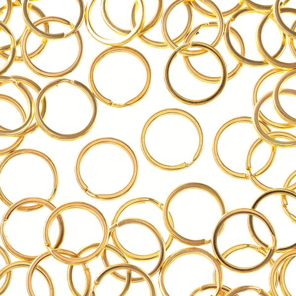 平キーリング 20mm ゴールド 100個 二重リング キーホルダー ストラップ パーツ 金具 アク...