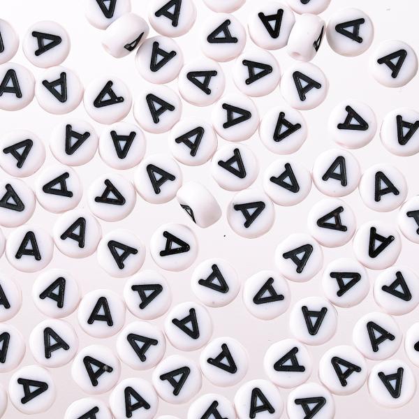 アルファベット ビーズ A ホワイト 丸 7ｍｍ 500個 母音 バラ売り アクセサリー 手芸 パー...