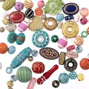 ビーズ 8mm 丸 有色 透明 500個 オーロラ ミックス 穴あり 