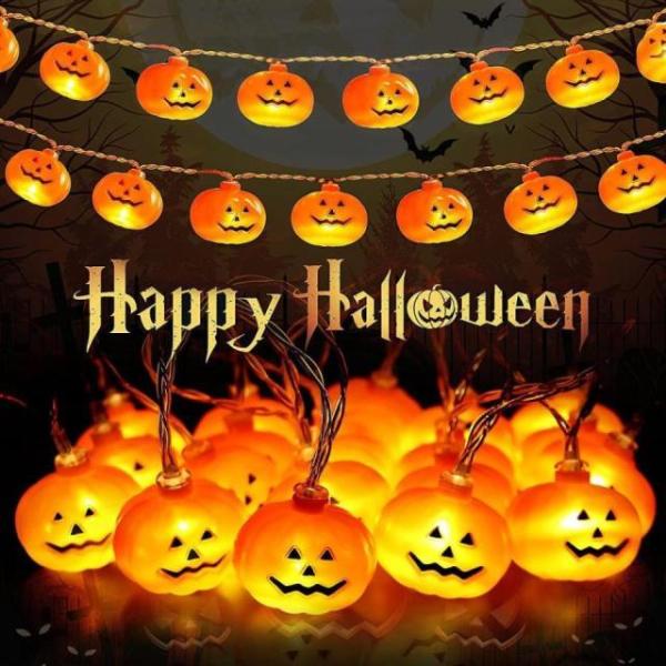 ハロウィン カボチャライト ソーラーライト 幽霊 5m 20球 かぼちゃ お化けリセット イルミネー...
