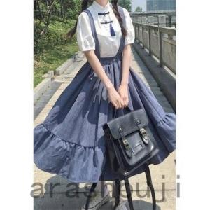 ワンピース レディース ス＋サロペット スカート クラシカル 清純可愛い 半袖ワンピース セーラー服...