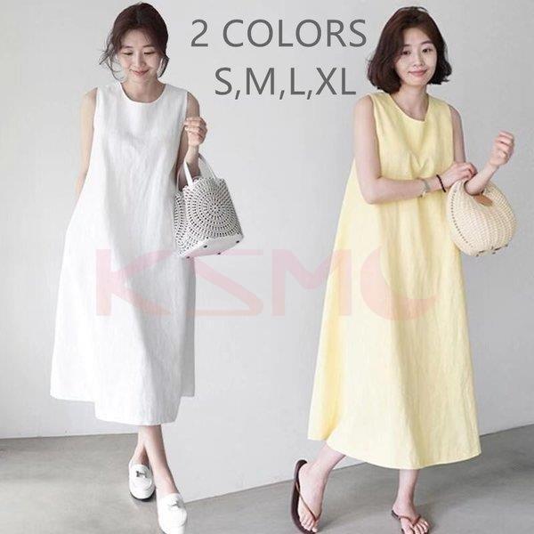 【大特価】ロングワンピース 夏 マキシ丈 ノースリーブ ドレス 白いワンピース 袖なし 韓国ファッシ...