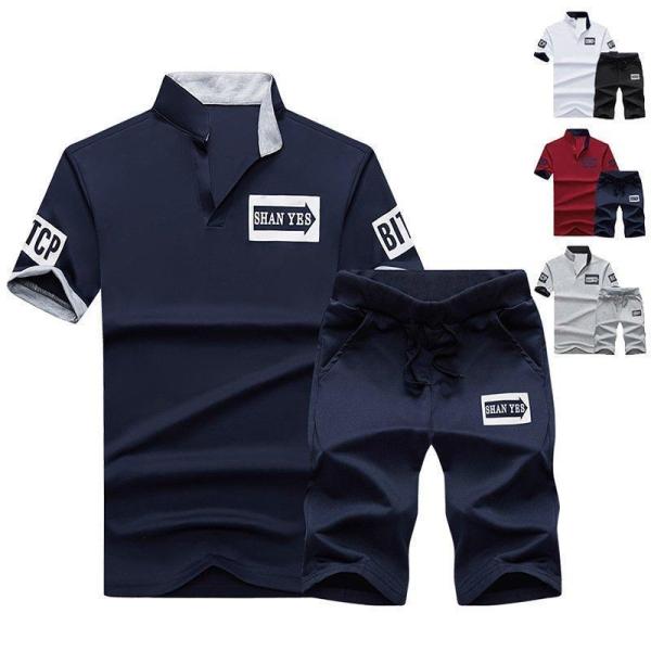 ジャージ メンズ 上下 夏 セットアップ おしゃれ 40代 50代 スウェット 半袖 4色 ルームウ...