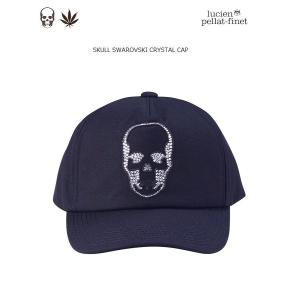 ルシアンペラフィネ　スワロフスキー　クリスタル　スカル　カスタム　キャップ　スペシャルモデル　ネイビー　 lucien pellat-finet　Skull Cap｜kkp