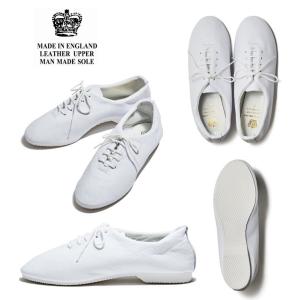 英国製　クラウン　ジャズシューズ　皮革シューズ　牛革　ホワイト　白　レディス　メンズ　イギリス製 CROWN SHOES JAZZ ENGLAND