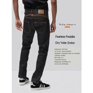 ヌーディージーンズ  NudieJeans FearlessFreddie フィアレスフレディ DryYokeEmbo L30  ドライ インディゴ　生デニム　スウェーデン　北欧｜kkp