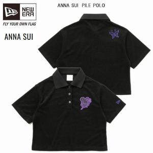 ニューエラ　NEW ERA　ANNA SUI アナ スイ　WOMEN'S 半袖 ポロシャツ　パイル　ブラック　限定モデル　在庫限り 14124544　レディース｜kkp