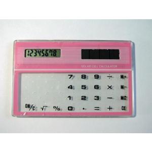 【カード電卓】【在庫限り】ソーラー・シースルーカード電卓(608)ピンク｜kksanyo