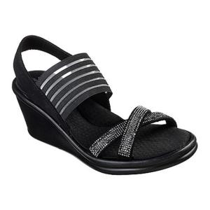 【送料無料(北海道、沖縄除く)】 スケッチャーズ SKECHERS 31587 RUMBLERS-MODERN MAZE ウエッジサンダル 厚底サンダル レディース 婦人 BLK ブラック 靴
