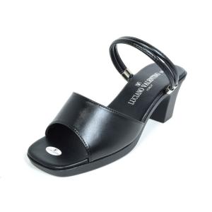 【送料無料(北海道、沖縄除く)】 LUCIANO VALENTINO 3913 オフィスサンダル カジュアルサンダル 日本製 美脚 太ヒール ワンヒール レディース 婦人 靴 ブラック