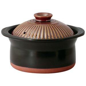 IH直火両用ごはん鍋】萬古焼 菊花黒 セラミック加工IH ごはん鍋 2