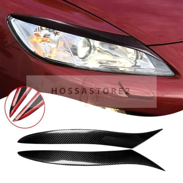 フロントヘッドライト装飾 マツダ RX8 2009-2012 Mazda 車種専用 カーボン柄 ヘッ...