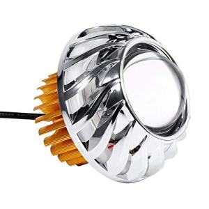 Qiilu バイクストロボライト バイクヘッドライト オートバイオートLEDライト プラスチック+アルミ合金材質 DC12-80V 直径8.5cm 低