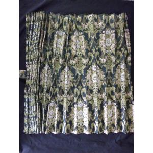 プリーツ仮眠カーテン 金華山 花かごグリーン 裏地付 アコーディオン式