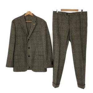 LARDINI / ラルディーニ | ウール グレンチェック 3B テーラードジャケット スラックス セットアップ スーツ | 52 | グレー | メンズ｜kldclothing