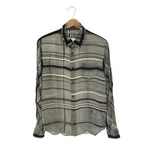 ANSNAM / アンスナム | silk100% シルク ストライプシャツ | 2 | ホワイト/インディゴブルー | メンズ｜kldclothing