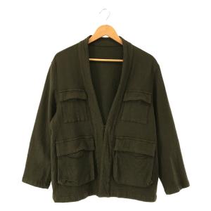 nest robe CONFECT / ネストローブコンフェクト | コットン ウール ミリタリー モチーフ Vネック カーディガン | 4 | カーキ｜kldclothing