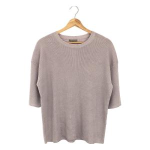 HERMES / エルメス | シルク 異素材 切替 総柄 リブ ニット プル  