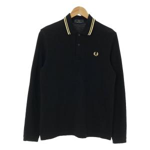 FRED PERRY / フレッドペリー | 英国製 月桂樹 ロゴ刺しゅう 鹿の子 長袖ポロシャツ | 38 | ブラック / ゴールド | メンズ｜kldclothing