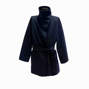 HERMES / エルメス カシミヤ ハイネック ベルテッド ガウンコート