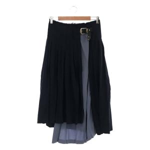 TOGA PULLA / トーガプルラ | Wool Pleated Skirt スカート | 36 | ネイビー | レディース｜kldclothing