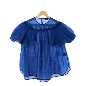 【美品】  Drawer / ドゥロワー | コットンシルクオーガンギャザーブラウス | 36 | ブルー | レディース｜kldclothing