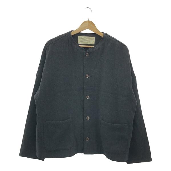 HARVESTY / ハーベスティ | ウール ナイロン ノーカラー ジャケット | 1 | グレー...