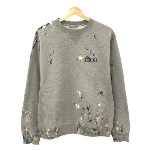 【美品】  Dior / ディオール | 2021SS | Drawing Print Sweat Shirt ペイント加工 オーバーサイズ クルーネックスウェット | M | グレー｜kldclothing