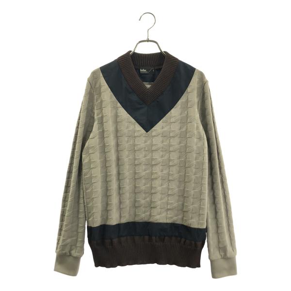 kolor / カラー リンクス柄 異素材切替 Vネックニット