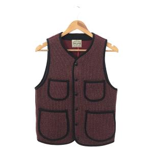 STUDIO D'ARTISAN / ステュディオ・ダ・ルチザン | BEACH CLOTH VEST コットン ウール ハンティングベスト | 36 | バーガンディー