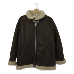 【美品】  FRAY I.D / フレイ アイディー | フェイクレザー ムートン シングルボンバージャケット | 1 | ブラウン | レディース｜kldclothing